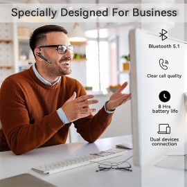 YYK525 Wireless Bluetooth-compatible Earphone Handsfree Business Headset Mini Earbuds Built-in Mic for Car Driving
