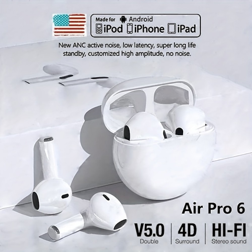 Pro6 Wireless Bluetooth Headphones Tws Earphones Mini Heaset with Charging Case Waterproof Earbuds for All Phone Huawei iPhone
Pro6 Wireless Bluetooth Headphones Tws Earphones Mini Heaset with Charging Case Waterproof Earbuds for All Phone Huawei iPhone