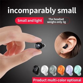 Wireless Headphone Invisible Bluetooth Earphone Mini Single in Ear Earbuds with Mic 18D Sound Quality Headset 20H Music Time
