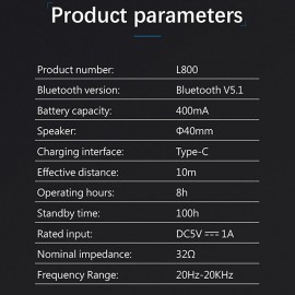 L800 2.4G Over-ear Headphone Over Ear Bluetooth 5.1 Noise cancellation Stereo Surround sound for Apple Samsung Huawei Xiaomi MI  Everyday Use Traveling Mobile Phone PC Computer Gaming
